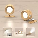 AKSDA Battery Operated Wall Sconces Set of 2, Magnetic Cordless LED Wall Lights with 3 Color Temp & Dimmable Touch Control, 360° Rotating Rechargeable Wall Lamp, Reading Light for Bedroom & Bedside