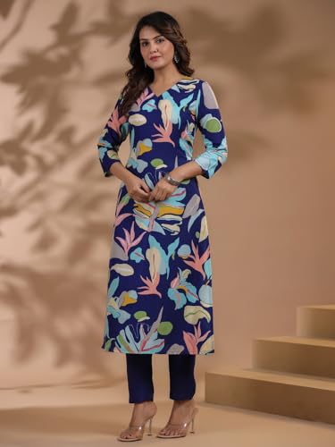 Image of ANNI Designer Women's Chanderi Straight Printed 2Pc Kurta Set