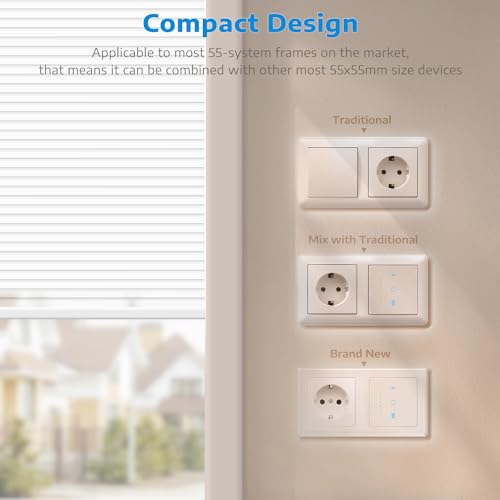 CURRYSMARTER WLAN Rollladenschalter [6Gen] funktioniert mit Alexa,Rollladensteuerung mit Kindersicherung, Rolladen Timer benötigt Nullleiter,Jalousien Schalter kompatibel mit Echo Alexa/Google,80x80mm