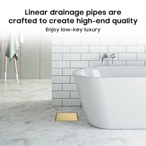Image of DLONE Shower Drain | 6 Inch Brushed Gold with Tile Insert Panel