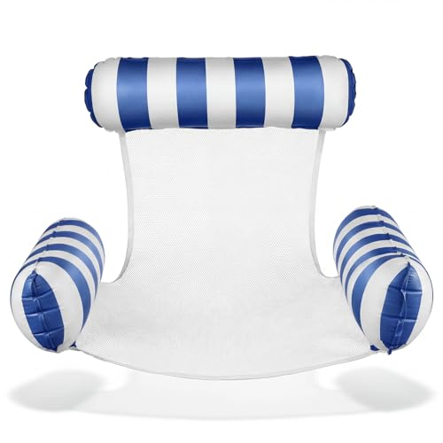 CNMTCCO Poltrona gonfiabile ad acqua con schienale e braccioli, 3 in 1 per piscina, sdraio galleggiante e sedia da nuoto per piscina, lago e spiaggia, comoda sedia relax ad acqua