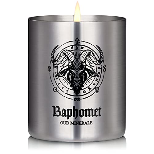 Maspriv Gothic Scented Candle For Men - Rich Manly Scents, 50+ Hours Burn Time, Stainless Steel Tin With Popular Designs. Ideal Gift For Him(Oud Minerale) #TOP15