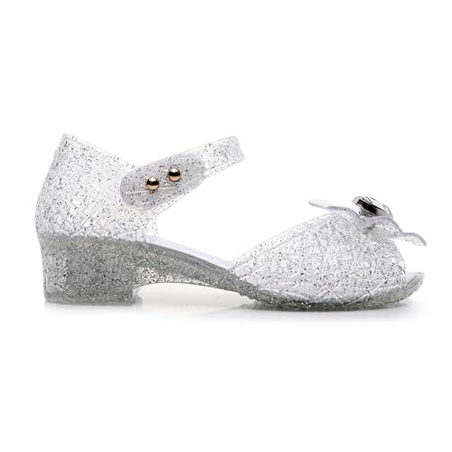 Princess Sandals for Toddler Costumes Jelly Shoes Girls Dress Flats Mary Jane Cosplay Birthday Party Frozen Inspired Elsa Dance Summer Beach Size 9 Snow Queen Glitter Soft3