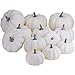 besttoyhome 12 PCS Assorted Sizes Rustic Harvest White Artificial Pumpkins for Halloween, Fall Thanksgiving Decorating Harvest Embellishing and Displaying