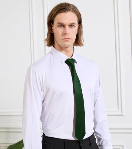 Image of KOOELLE Men's Ties Solid Pure Color Plain Neckties Formal Black Ties For Men