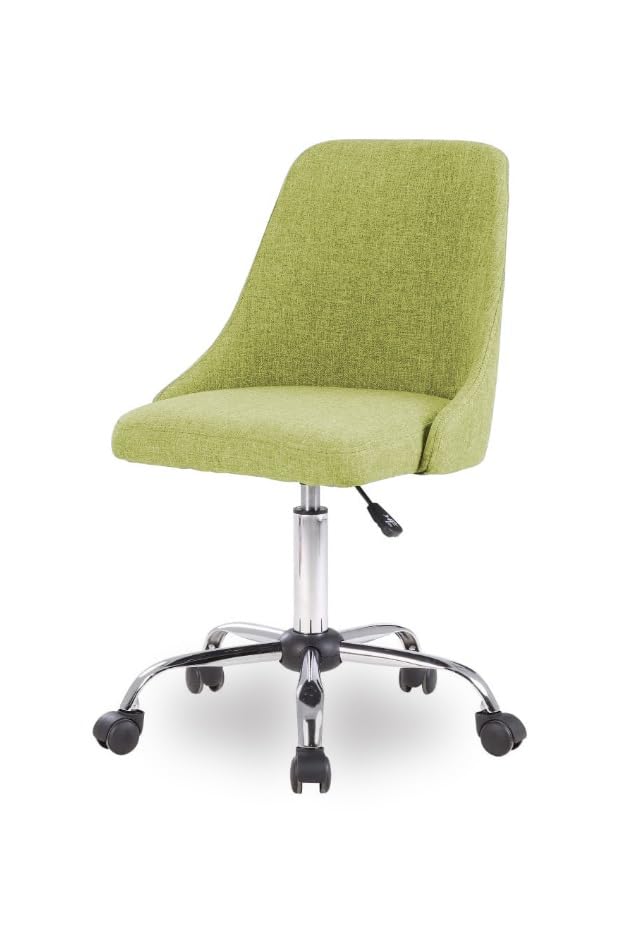 Image of Taskpro Fabric Upholstered Height-Adjustable 360 Swivel Revolving Office Study Desk Chair in Light Green Color