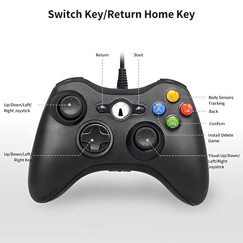 Funcilit Xbox 360 Wired Controller for Windows & Xbox 360 Console Black