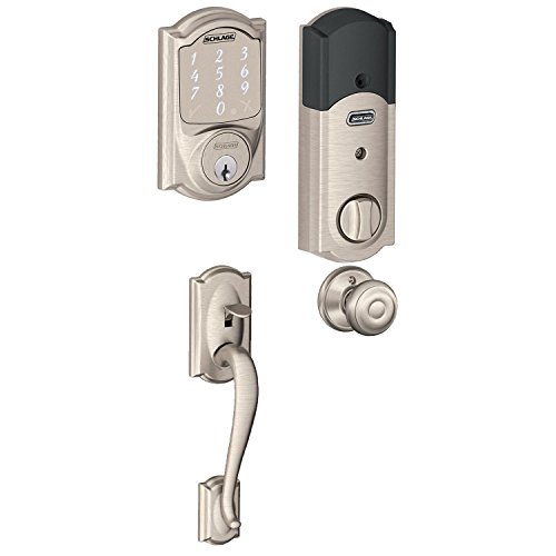 Schlage BE479CAM619 Sense Smart Deadbolt w/Georgian Interior Knob, Satin Nickel