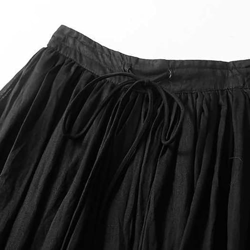 Skirts for Women A-Line Cotton Linen Flowy Skirt Casual High Waisted Comfort Skirt Fashion Drawstring Maxi Skirt3