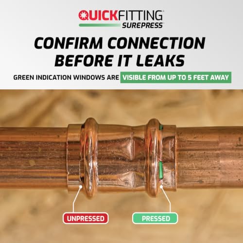 Conector QuickFitting SurePress de 5 cm en latón macizo para tubería de cobre tipo K L M 5