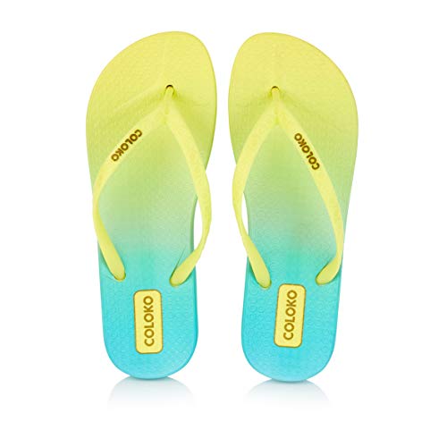 Tongs ergonomiques ombrées Coloko jaune chaussure été taille 40