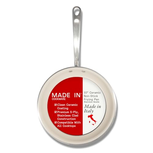 Made In Cookware - 10' CeramiClad Non Stick Frying Pan (Stainless Handle) - 5-Ply Stainless Clad...