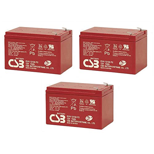 WSB Battery Akkusatz 36V Akkupack für Elektro Scooter 3X 12Volt 15Ah CSB Akku, kompatibel Mach1, SXT, MZ Charly