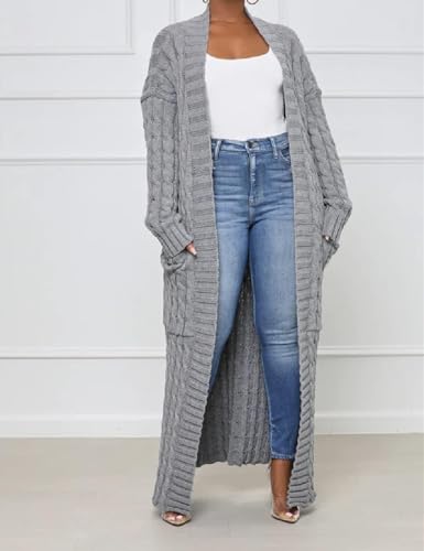 Womens Stylish Cable Knit Dual Chunky Cardigan with Pockets3