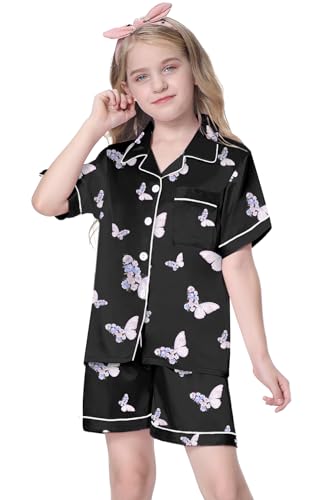 Image of Girls & Womens Satin Pajamas Set, Silk Button-Down Sleepwear 2 Piece Nightwear, 3 Years - Women XXL