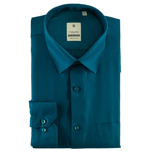 Image of 7-DAYS Men's Premium Formal Shirt - 100% Pure Cotton, Regular Fit, Plain, Full Sleeves, with Pocket - Perfect for Office Wear & Under Suits