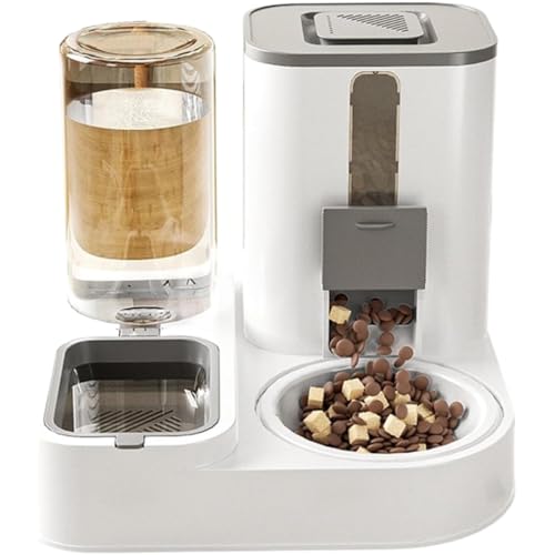 Dlwk 猫と犬用のユニバーサル自動給餌器 食べ物と飲み物の給餌が一体となった電源不要の設計 犬 自動餌やり機 透明で取り外して洗えるブルー 複数のペットへの同時給餌 給水 詰まり防止と漏れ防止設計 ポータブル食品保存容器 家庭旅行 オフィスのシナリオに適