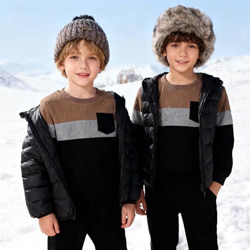 Image of Kid Toddler Boy Clothes Color Block Sweatshirt and Casual Pants 2Pcs Boys Fall Winter Outfits 1-5T