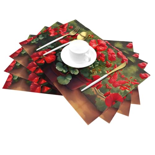 Sets de table géraniums rouges haut de gamme pour l'hôtellerie