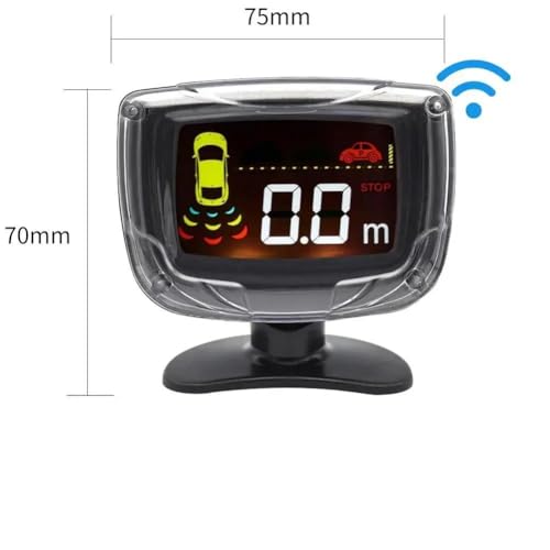 Czujniki parkowania, zestaw czujników parkowania samochodu, wyświetlacz LCD, 4 sondy radarowe, 65 dB, buzzer, alarm, cofanie, monitor parkowania, czujniki parkowania, czerwony, srebrny
