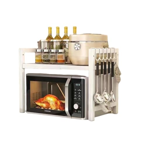 Kirnuoレンジラック レンジラック コンロラック トースターラック 伸縮幅(40-60cm) 棚高さ調節可能 組立簡単 省スペース 耐荷重75kg (ホワイト,単層)