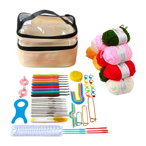 Kit de crochet pour débutant complet avec fil à crochet multicolore et accessoires DIY