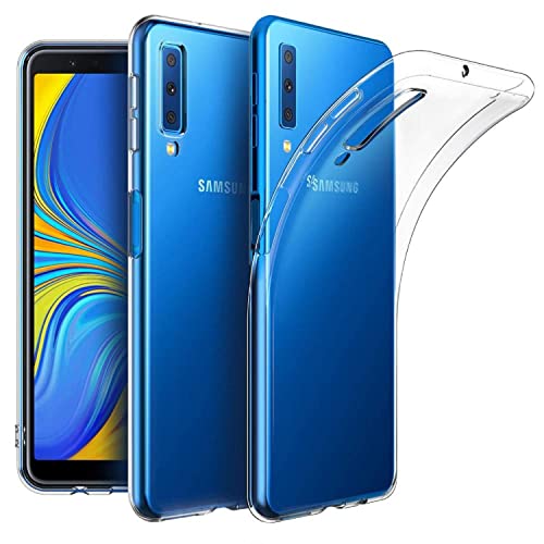 Image of Case Creation New Samsung A7 2018 Premium Imported 0.3mm Crystal Clear Totu Silicone Transparent Flexible Soft Corner Protection with TPU Slim Back Case Color Variation Cover for A7 2018