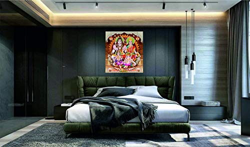 Image of Fabulous Landscape Shiv Religious Wall Poster Picking up Govardhan Parvat for Home Decor, Living Room, Bed Room, Kids Room (Self Adhesive Vinyl, Water Proof) (48 x 53 Inch)