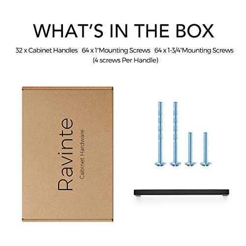 Image of Ravinte 32 Pack 8 Inch Square Cabinet Handles Matte Black Pulls Drawer Kitchen Hardware for Cabinets Cupboard.