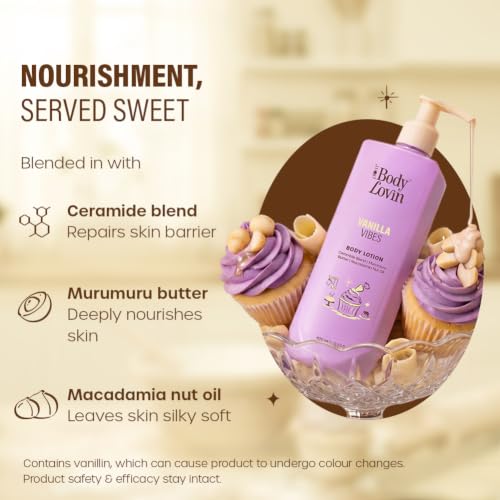 Image of Plum BodyLovin' Vanilla Vibes Body Lotion | Nourishing & Barrier-Repairing Body Lotion | Velvety Cream Formula | Ceramide Blend, Murumuru Butter & Macadamia Nut Oil | Warm Vanilla Fragrance | 400 ml