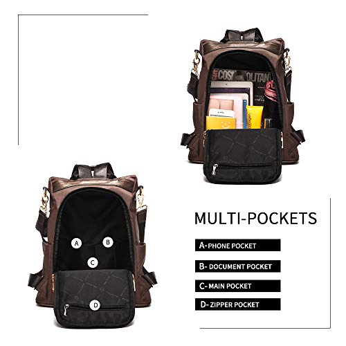 PINCNEL Women Backpack Purse Waterproof Nylon Anti-theft Rucksack Lightweight Shoulder Bag Large