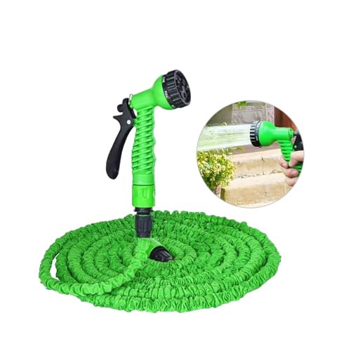 UgyDuky 50Ft Water Garden Hose with 7 Function Spray Nozzle Expandable Water Pipe Retractable Lightweight Green Waterhose for Garden Yard Cleaning