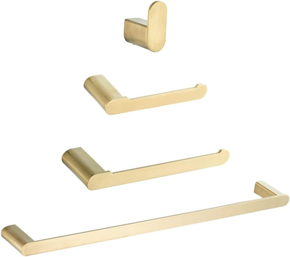 Stainless Steel Towel Hooks Brushed Gold,Wall Mounted Robe Hanger Double Hooks