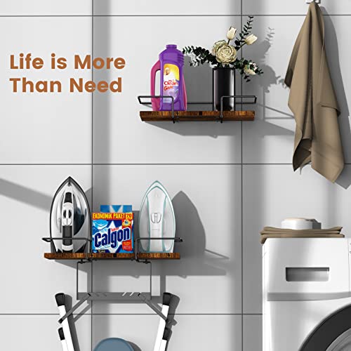 Mawew Ironing Board Wall Mount,Wooden Iron Holder,Ironing Board Hanger,Iron Board Hanger Wall Mount, Iron Wood Material Combination And Removable Hooks(T&V Shaped)(Pack Of 2) #TOP1