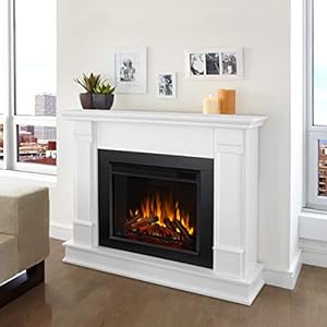 Real Flame Silverton 48” Electric Fireplace with Mantel for Living Room or Bedroom, Replaceable Fireplace Insert Heater, Realistic Log and Flame Effect, Remote Control, Timer, White Real Flame Silverton 48 Electric Fireplace with Mantel for Living Room or Bedroom Replaceable Fireplace Insert Heater Realistic Log and Flame Effect Remote Control Timer White