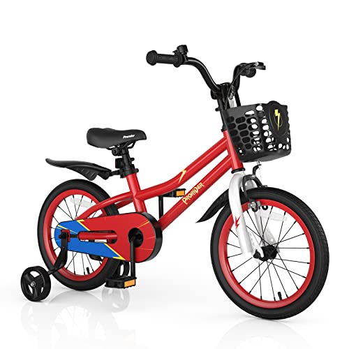 Image of BABY JOY Kids Bike, 12 14 16 18 Inch Boys Girls Bike for 3-8 Years w /Training Wheels, 20 Inch Children Bicycle for 8+ Teens w /Kickstand, Handbrake, Coaster Brake & Removable Basket, Sporty Bicycle