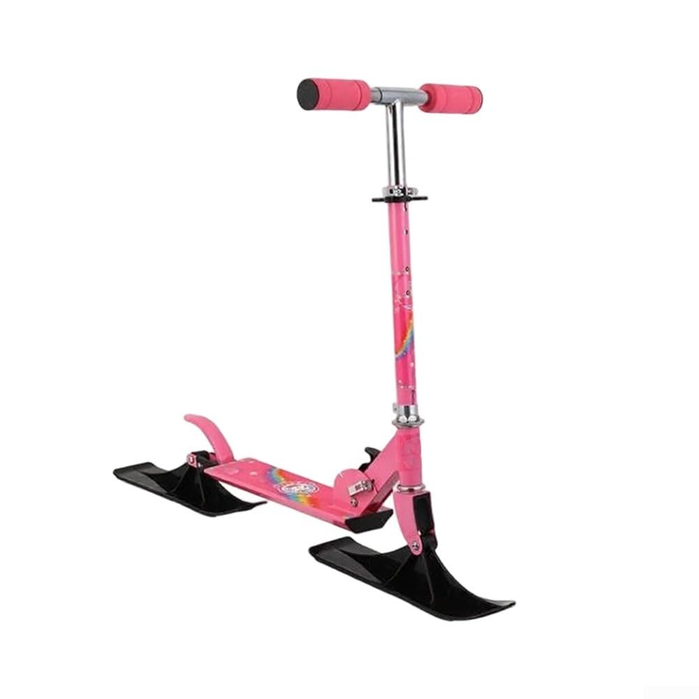2-in-1 Schneescooter für Kinder und Erwachsene, Dual Use Snowboard und Land Skate mit abriebfestem Eisen PVC Rahmen, Winter Outdoor Sport Schlitten für Schnee und Eis, Schwarz