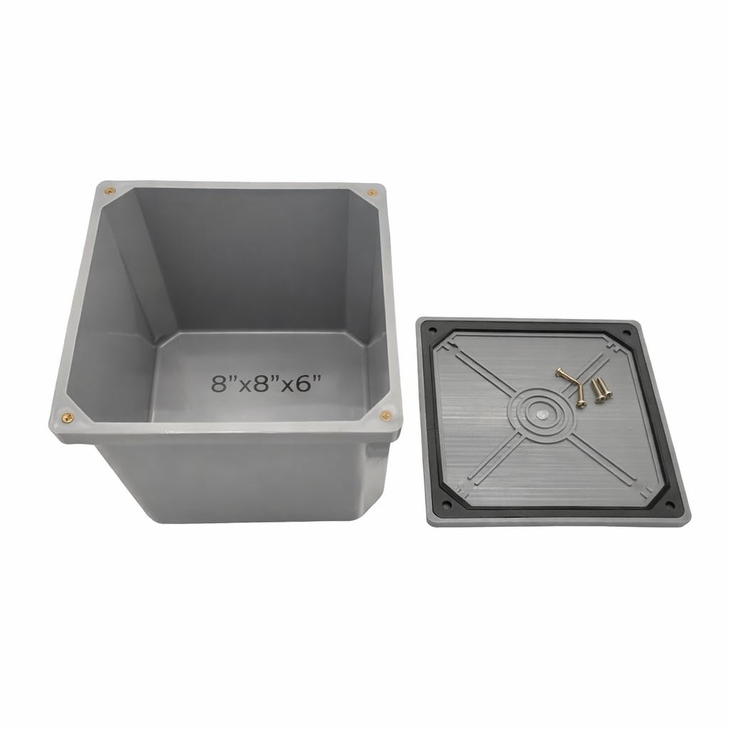 Non-Metallic Underground Terminal Junction Box – Gray, Watertight Seal – PJB Plastic/Fiberglass Blend 4 Pack, 8" x 8" x 6"