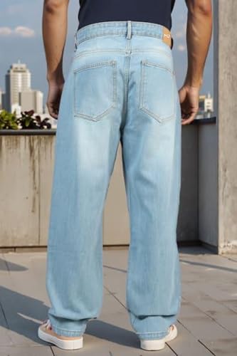 Image of M Q Denim Men Loose Fit Denim Jeans | Whisker Spray | Mid Rise & Pure Cotton | Daily Casual Wear