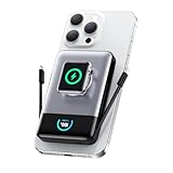 Magnetic Portable Charger for MagSafe with Built-in Cable, iWatch Charger,10800mAh Wireless Power Bank Travel Essentials,25W PD Fast Charging Battery Pack for iPhone 17/16/15/14/13 Series,Apple Watch