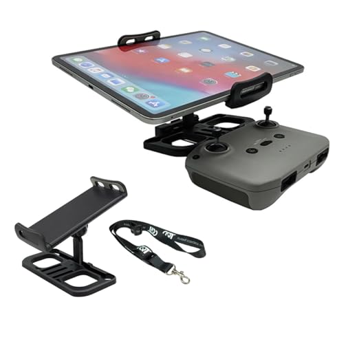 Drone Tablet Mount Holder - Universal Adjustable 4.7-12.9" Bracket Compatible with Dji Mavic 2/Zoom/Pro Mini 2/2S/SE, Air 2/2S, Pro/Spark/ZINO Controllers, Extended Control Phone Clip with Lanyard