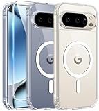 FNTCASE for Google Pixel-10-Pro XL Case: Clear Pixel 9 Pro XL Phone Cases Magnetic with Screen Protector Transparent Slim Cell Cover Anti Yellowing Rugged Shockproof Protective (Clear)