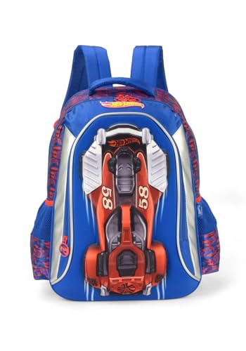 Mochila Infantil de Costas Carro em relevo Hot Weels Lucxel Cor:Vermelho