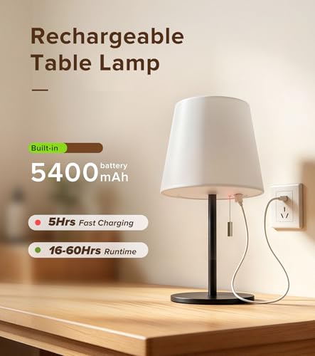 keysays Shower Lamp 5400mAh Cordless Rechargeable Table Lamp for Bathroom - image 3