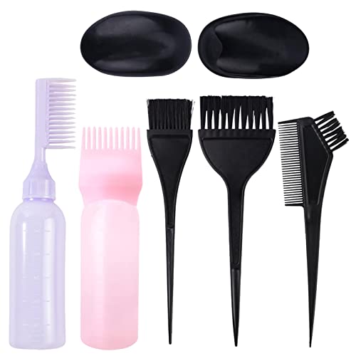 GADITIEK Hair Dye Coloring Kit, 6 Pcs Hair Dyeing Bottle Dyeing Shampoo Bottle Oil Comb Applicator Hair Tools Bottles and Hair Coloring Brushes Hair Dying Combs Brushes for Salon Home