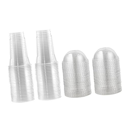 HOMOCONO Juice Cups Lids 50pcs Pp Cups for Milk Juice Smoothie for Boys and Girls Parties