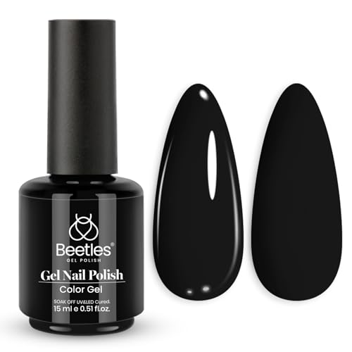 Image of Beetles Black Gel Nail Polish -15ml Audrey Black Gel Polish Soak Off UV LED Needed Nail Art Summer Manicure Salon DIY Design at Home Gifts for Woman