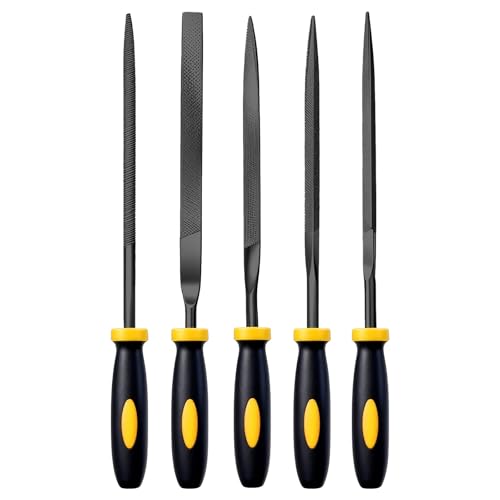 5 piezas lima de precisión metal, kit de limas de acero al carbono, herramientas de mano para electricistas y pinzadores, para manicura, afilado gancho de pescado, reparación de llaves, afilado de