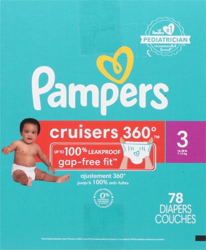 Image of Pampers Diapers - Cruisers 360 - Size 3, 78 Count, Babyproof up to 100% Leakproof Pull-On Diaper