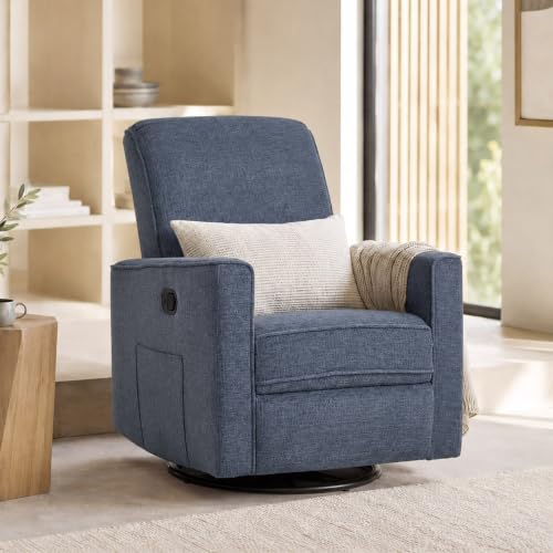 Image of Evolur Raleigh Plus Nursery Glider Recliner, GREENGUARD Gold, Blue Fog